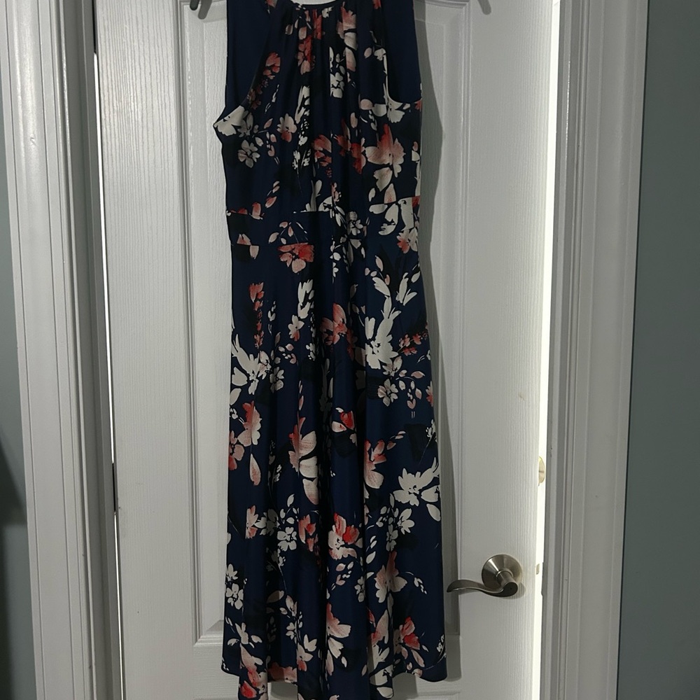 Eliza J Floral Navy and Pink Midi Dress